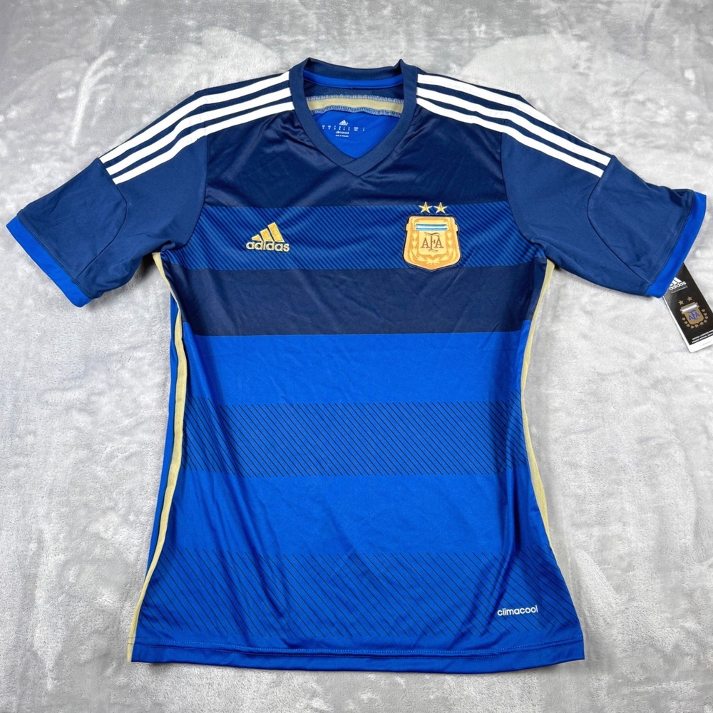 Adidas Argentina 2014 Away Jersey Men Size S Blue Climacool Soccer Shirt NWT